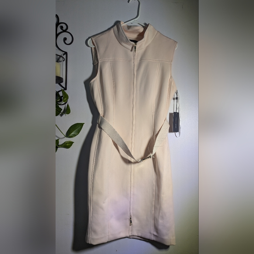 Tommy Hilfiger Belted Sleeveless Zip-Front Dress